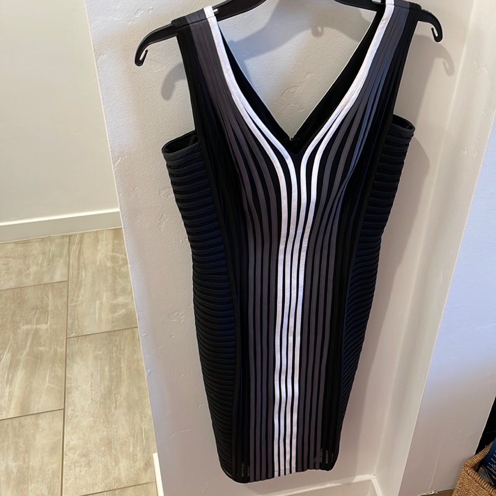 🙏SLIMMING SATIN RIBBONS unique mesh and ribbon cocktail dress. Rare.